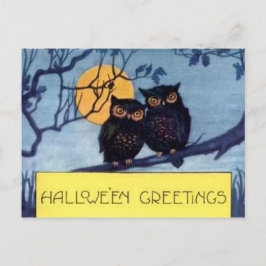 Eulen in einem BaumHalloween-Postkarte Postkarte