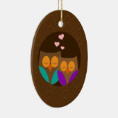 Eulen in einem Nest Keramikornament (Rechts)