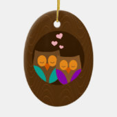 Eulen in einem Nest Keramikornament (Vorne)