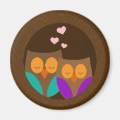 Eulen in einem Nest Magnet (Vorne)