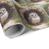 Eulen in einer Höhle Geschenkpapier (Rolleneckpunkt)
