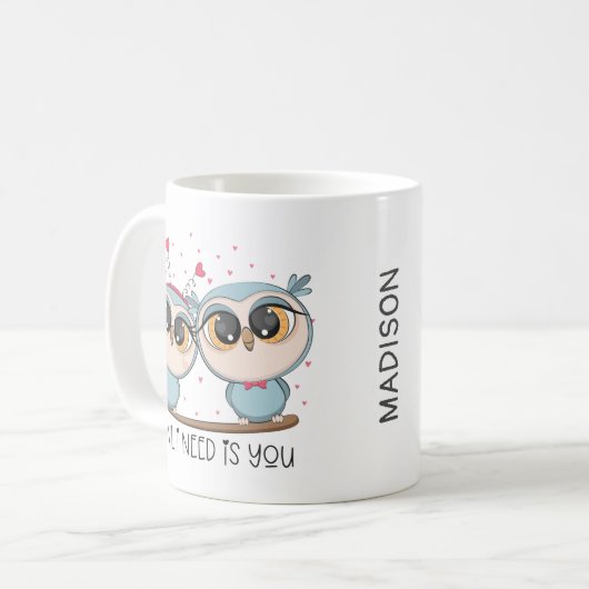 Eulen in Liebe Kaffeetasse (Vorderseite Links)