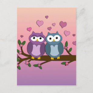 Eulen in Liebe Postkarte
