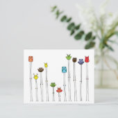 Eulen in Multicoloren Postkarte (Stehend Vorderseite)