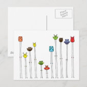 Eulen in Multicoloren Postkarte (Vorne/Hinten)