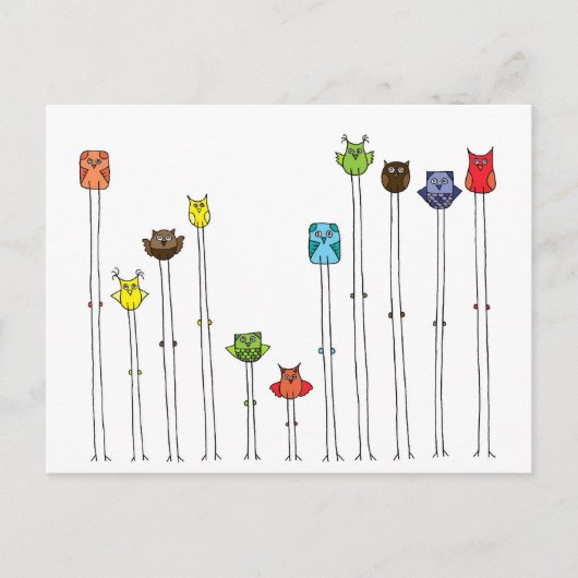 Eulen in Multicoloren Postkarte (Vorderseite)