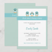 Eulen-Jungen-Babyparty-Einladung Einladung (Vorne/Hinten)