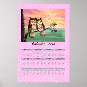 Eulen-Kalender 2015 Lieben Poster