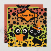 Eulen, Katzen und Spinnen-Halloween-Party laden Einladung (Vorne/Hinten)