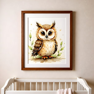 Eulen-Kinderzimmer-Wandkunst – Wald-Babyzimmer Poster