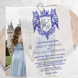 Eulen-Krest Royal Monogramm Hochzeits-Overlay Pergament Einladungen