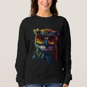 Eulen-Kunstwerk Tierbrille Bunte Vogel Eule Sweatshirt