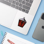 Eulen-Laternen-Aufkleber - Rot Aufkleber (Laptop mit iPhone)