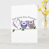 Eulen-Liebe entwerfen Sie für immer, niedliche Karte (Gelbe Blume)