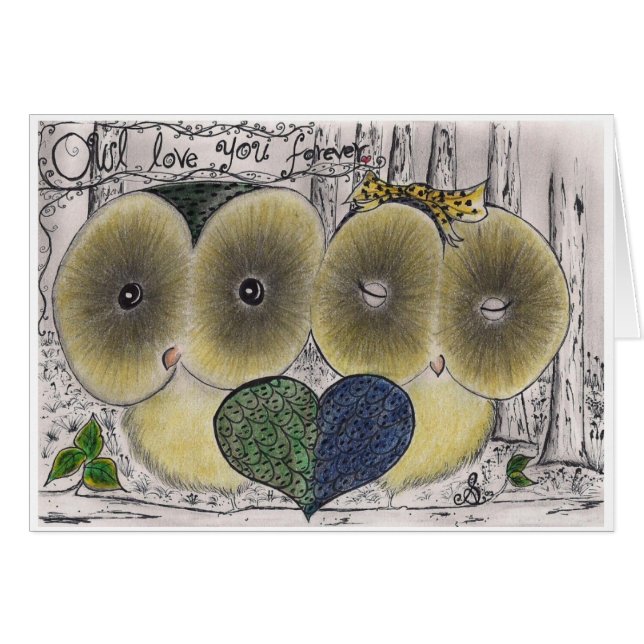 Eulen-Liebe Sie für immer (Vorderseite (Horizontal))