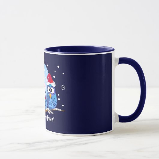 Eulen mit der Weihnachtsmannmütze-Tasse Tasse (Rechts)