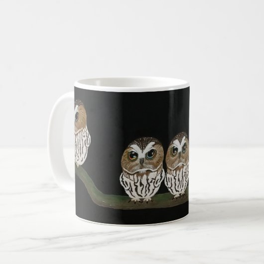 Eulen mit Haltung Tasse Design (Vorderseite Links)