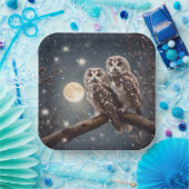 Eulen mit Vollmond Pappteller (Party)