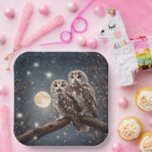 Eulen mit Vollmond Pappteller (Party)