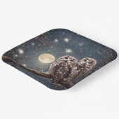 Eulen mit Vollmond Pappteller (Gewinkelt)