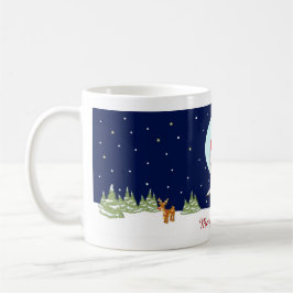 Eulen mit Weihnachtsmannmütze- und Tasse