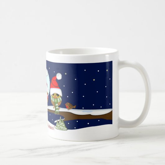 Eulen mit Weihnachtsmannmütze- und Tasse (Rechts)