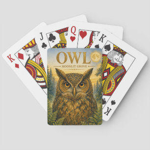 Eulen-Mondlicht-Hain-Wildlife Spielkarten