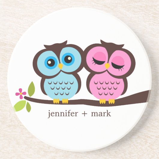 Eulen-Paar-personalisierter Untersetzer (Vorne)
