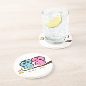 Eulen-Paar-personalisierter Untersetzer (Seite)