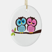 Eulen-Paare Keramik Ornament (Rechts)