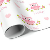 Eulen-Packpapier-Baby-Rosa ist es ein Mädchen Geschenkpapier (Rolleneckpunkt)