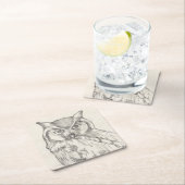 Eulen-Porträt - Skizze Rechteckiger Pappuntersetzer (Vor Ort)