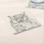 Eulen-Porträt - Skizze Rechteckiger Pappuntersetzer (angewinkelt)