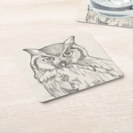 Eulen-Porträt - Skizze Rechteckiger Pappuntersetzer (angewinkelt)