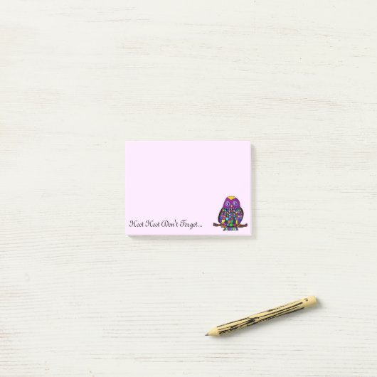 Eulen-Regenbogen Post-it Klebezettel (Auf Schreibtisch)