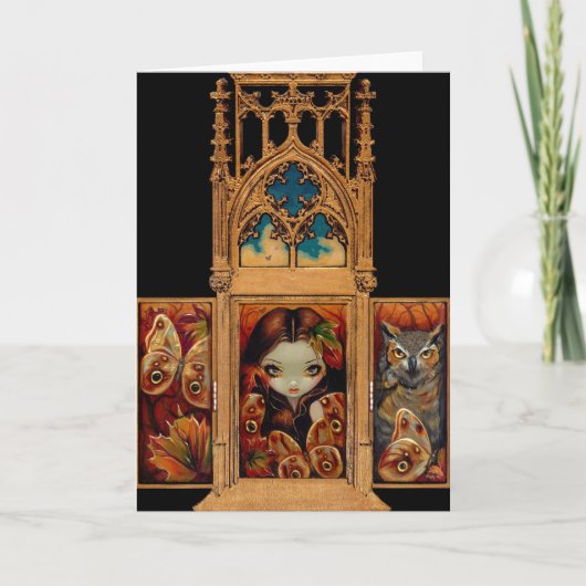 "Eulen-Schmetterlings-Triptychon-" Gruß-Karte Karte (Vorderseite)
