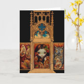 "Eulen-Schmetterlings-Triptychon-" Gruß-Karte Karte (Gelbe Blume)