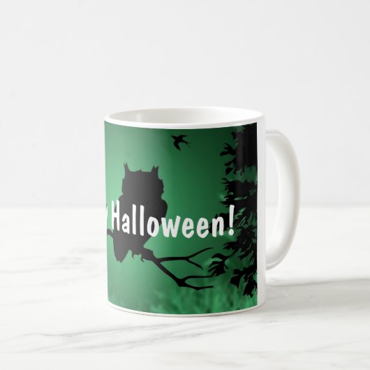 Eulen-Silhouette Halloween Tasse (VorderseiteRechts)