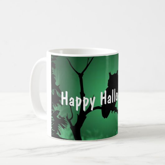Eulen-Silhouette Halloween Tasse (Vorderseite Links)