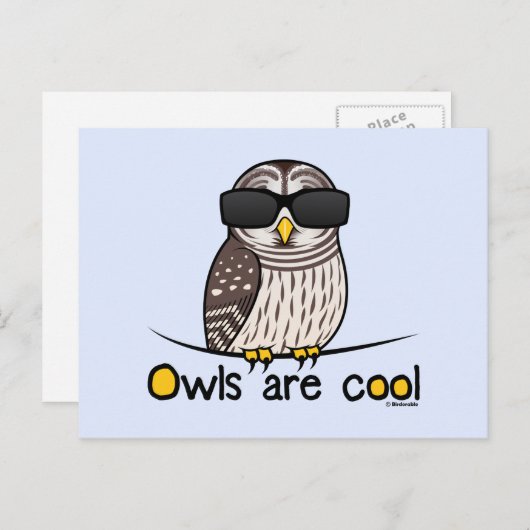 Eulen sind cool postkarte (Vorne/Hinten)