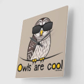 Eulen sind cool quadratische wanduhr (Winkel)