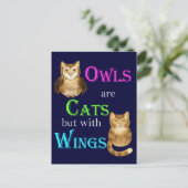 Eulen sind Katzen mit Flügeln Postkarte (Stehend Vorderseite)