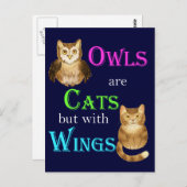 Eulen sind Katzen mit Flügeln Postkarte (Vorne/Hinten)