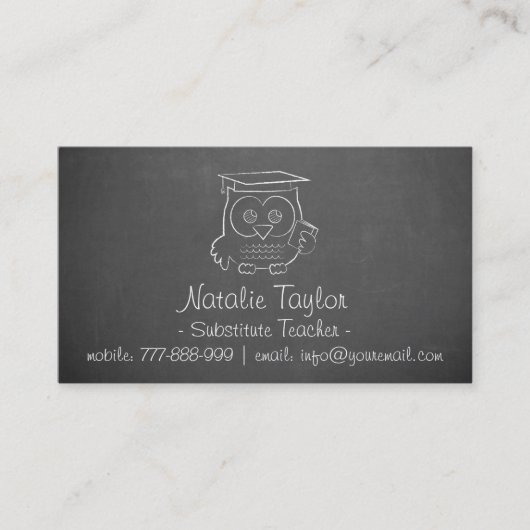 Eulen-Tafel-Vertretungslehrer-Visitenkarten Visitenkarte (Vorderseite)