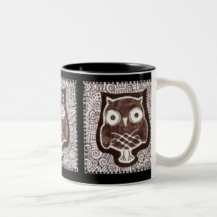 Eulen-TextilTassen-Schwarz-Hintergrund Zweifarbige Tasse