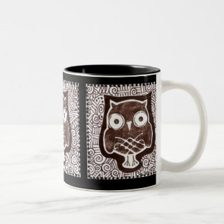 Eulen-TextilTassen-Schwarz-Hintergrund Zweifarbige Tasse