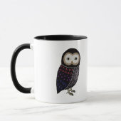 Eulen-Tier-Vogel-Illustrations-Schwarz-Eule mit Tasse (Links)
