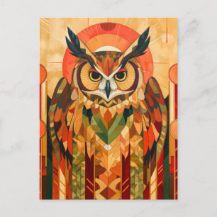 Eulen-Totem – Urbaner Art Deco Geist Postkarte