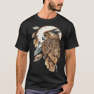 Eulen-Tribal-Wasserfarben-Eule-Traumfänger T-Shirt