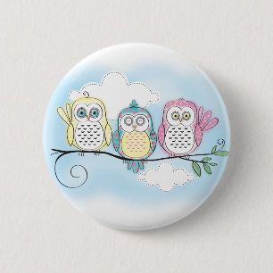 Eulen-Trio Button